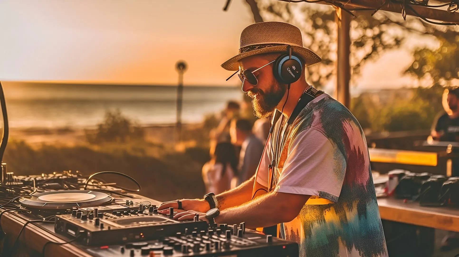 hombre tocando música en el playa